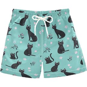JUNZAN Sweet American Curlcats Turquoise Toddler Swim Trucks Quick Dry Boys Surfing Shorts Kids Swimwears Son's Presents 2T