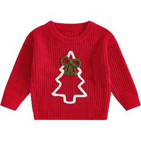 Christmas Outfit Toddler Baby Girl Boy Christmas Knit Sweater Infant Christmas Tree Warm Knitwear Winter Clothes