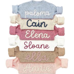 Personalized Baby Sweater - Customized Knit With Hand-Embroidered Name and Monogram for Newborn, Boy, Girl, Toddler - Gift for Birthday, Baby Shower, Christmas