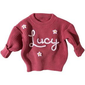 Custom Baby Sweater with Name, Embroidered Knit Top, Personalized Infant Clothes, Baby Girl Homecoming Outfit, Ideal Multicolor