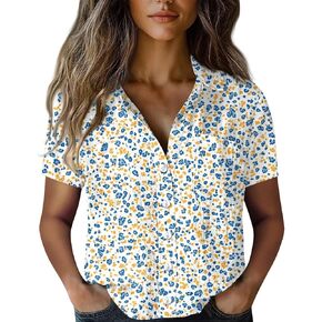 Shirts for Women Long Sleeve 2025 Boho Tees V-Neck Button Cotton Linen Blouses T Shirts Casual Loose Vintage Tops