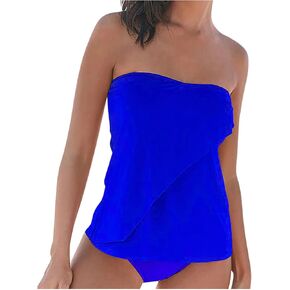 Tankini Swimsuits for Women Two Piece Bathing Suits Wrap Strapless Tankini Tops Bandeau Bathing Suit Blouson Swimsuit