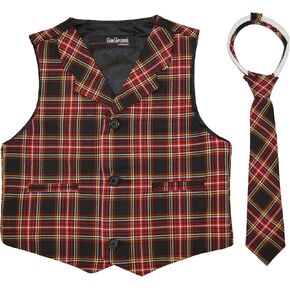 Gino Giovanni Toddlers Kids Boys' Plaid Vest and Tie Set
