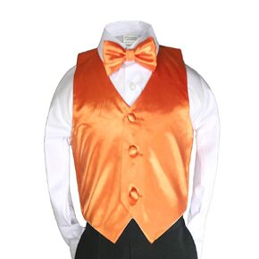 Unotux 2pc Boys Satin Orange Vest and Bow tie Set from Baby to Teen (L:(12-18 Months))
