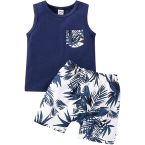 4t Designer Clothes Toddler Boys Sleeveless Summer Clothing Holiday Style Leaf Printing Vest Tops Shorts Baby