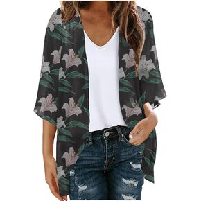 Lightweight Chiffon Cardigans for Women Long Sleeve Sun Shirts Open Front Summer Coverups UV Protection Swim Cover Up