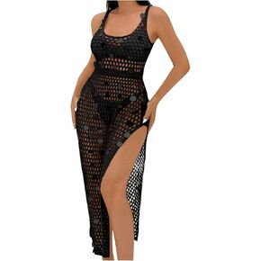 Womens Sequin Swimsuit Cover Ups Sleeveless Beach Crochet Swimwear Bathing Suit Knit Swim Dress Vacation Outfits