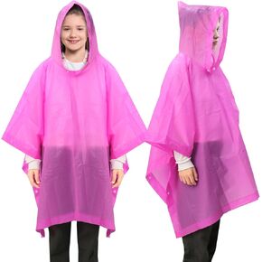 ANYOO 2 Pack Raincoats for Kids Emergency Ponchos Reusable Rain Poncho with Hood Waterproof Rain Coats for Boys and Girls