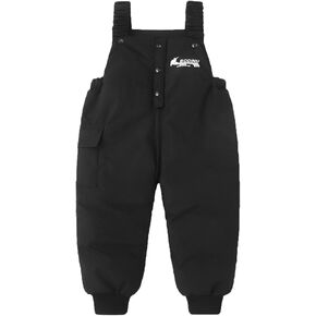 Toddler Baby Snow Pants Boys Girls Zipper Warm Fleece Lined Snowsuit Windproof Elastic Suspender Winter Jumpsuit