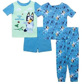 Bluey Baby Boys '4 قطع من القطن المرفق مجموعة Pajama ، ناعمة ولطيفة للأطفال