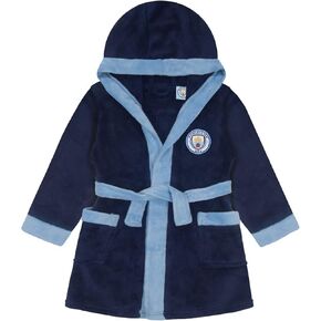 Manchester City Baby Dressing Gown Toddler Robe Hooded Fleece OFFICIAL Gift