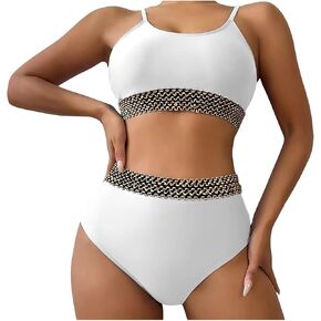 Women Bikini Two Piece Sets Tummy Control Swimsuit High Waist Bottoms Ruched Full Coverage Tanks Tops Swimwears