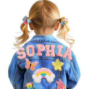 Personalized Kids Denim Jacket with Names, Custom Long Sleeve Jean Jacket, Boys' & Girls' Outerwear Jackets, 1-8 Year Old Toddler Girl Clothes, Personalized Girl Boys Birthday Christmas School Gifts