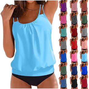 Women's Swimsuit Tankini Tummy Control Bathing Suit Two Piece Full Coverage Swimsuit with High Waisted Bottom Swimwear