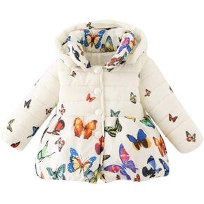 Nine Minow Baby Girls Winter Jacket Coat Butterfly Print Jacket Children Outerwear
