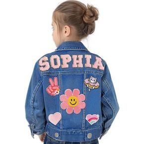 Personalized Kids Denim Jacket with Name, Custom Name Jean Jacket, Long Sleeve Jacket for Kids, Spring & Fall Jacket, 1-8 Year Old Girls Boys Birthday Christmas Easter Gifts