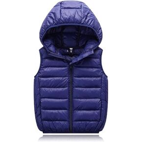 Boys Girls Winter Hooded Puffer Vest Lightweight Sleeveless Puffer Jacket Packable Quilted Vest Kids Padded Down Coat