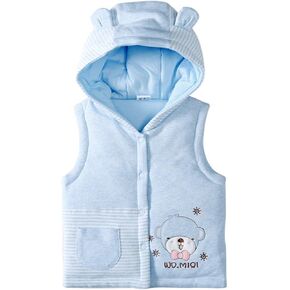 Monvecle Baby to Toddler Hooded Vests Unisex Infants Sleeveless Padded Waistcoat Light Blue 12-18M