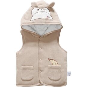 Monvecle Baby to Toddler Fleece Hooded Vests Unisex Infants Sleeveless Padded Waistcoat Brown 9-12M