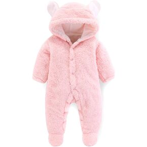 Gerrit Baby Boy Girl Cute Bear Fleece Hooded Romper Snowsuit Infant Warm Fleece Jumpsuit