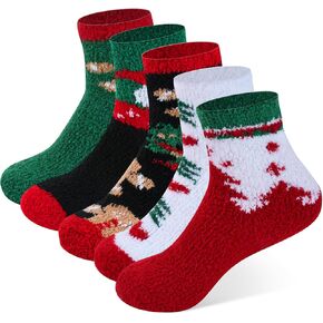 kissleaf Wool Socks for Women, 5 Pairs Winter Warm Thick Crew Knit Socks Vintage Cozy Soft Cute Nordic Cabin Gifts in Saudi Arabia
