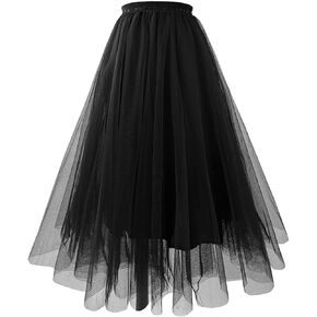 Women's Underskirts for Cosplay Elastic Ruffle Tutu Skirt A-Line Party Lightweight Petticoat Tulle Elegant Midi Skirt