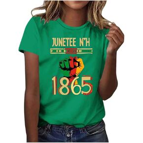 Womens Juneteenth Shirts 1865 Black Freedom Day Tee Tops Plus Size Short Sleeve Blouses African American Tshirts