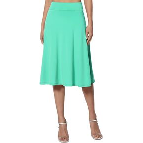 Womens Flared A Line Skirt Dressy Casual Solid Flowy Elegant High Waist Midi Skirt Comfy Stretch Aline Yoga Skirt