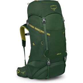 Osprey Ace 50L Kids' Backpacking Backpack, Green Canopy