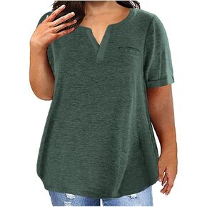 Plus Size Tunic Tops for Women 3/4 Sleeve V Neck Loose Fit Top Dressy Casual Summer Shirts Loose Fit Tshirts Tees