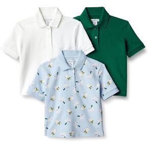 Amazon Essentials Toddlers and Baby Girls' Cotton Spandex Polo Shirt, Pack of 3