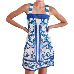Hawaiian Dresses for Women Loose Striped Sleeveless Spaghetti Strap Boho Dress Flowy Graffiti Long Aline Sun Dress