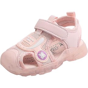 Toddler Boys Light up Sandals Closed Toe Breathable Non Slip Kids Girls Beach Sandals Soft Sole Summer Outdoor