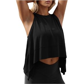 Tank Tops for Women Workout Crew Neck Summer Outfits Solid Color Sleeveless Shirts Loose Fit Fashion Oversized Tee