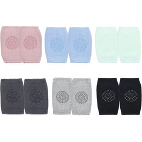 PandaEar Baby Crawling Knee Pads, 6 Pairs Non-Slip Knee Protectors for Infants & Toddlers 6-24 Months, Soft & Breathable Baby Knee Pads