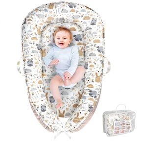Baby Lounger, Baby Lounger for Newborn 0-24 Months, Portable and Soft Baby Nest, Babies Essential Gifts, Breathable Portable Infant Lounnger for Travel and Home