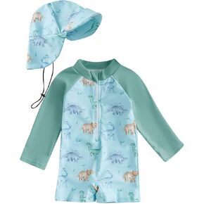 Baby Boys Swimsuit Onepiece Ocean Zipper Swimwear Toddler Girls Bathing Suit Swimming Sunsuit