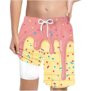 شورت الآيس كريم أولاد مع ضغوط بطانة الصيف لطيف preppy الآيس كريم شورتات لوحة الخصر مرنة قصيرة