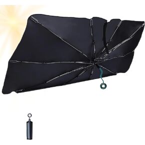 51.2 x 29.5 in, Car Windshield Sun Shade，Blocks UV Rays，Pull Cord Handle，Sturdy and Easy to Store，Universal Fit Retractable Windshield Sun Shade