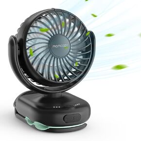 مروحة MomCozy المحمولة مع مقطع | 4 سرعات مصغرة فان للناقل | المشجعين الشخصيين أخف وزنا 0.26 رطل | فجوات ≤4.5mm | التبريد المحمولة | تدوير قابل لإعادة الشحن لحقيبة الظهر/عربة الظهر/الناقل/الكرسي