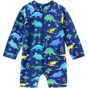 Baby Boy Swimsuit Infant One Piece Rash Guard Bathing Suit Short Sleeve Zipper Toddler Summer Beach Swimwear 0-3 Years in Kuwait