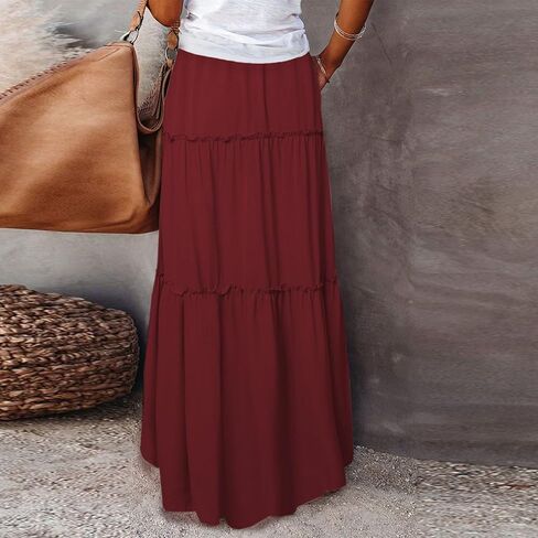 Womens Boho Tiered High Waist Tie Paisley Floral Print Long Maxi Skirt with Pockets in Saudi Arabia