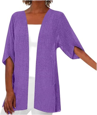 Summer Cardigans for Women Plus Size Casual Short Sleeve Open Front Dressy Gauze Cover Up Work Office Wear in Saudi Arabia