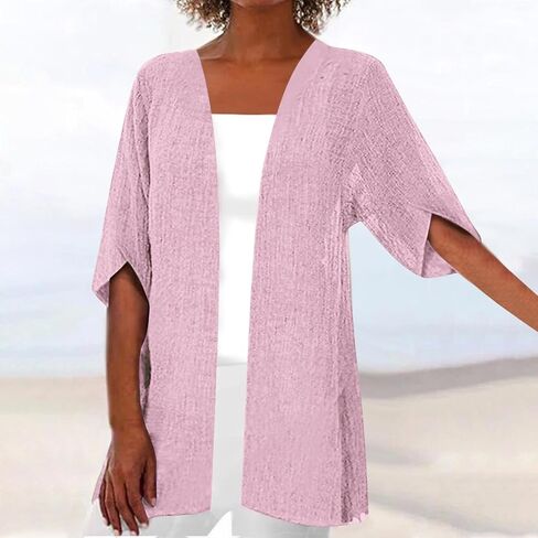 Summer Cardigans for Women Plus Size Casual Short Sleeve Open Front Dressy Gauze Cover Up Work Office Wear in Saudi Arabia