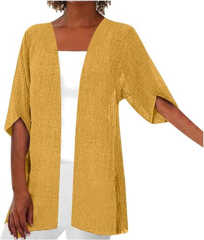 Summer Cardigans for Women Plus Size Casual Short Sleeve Open Front Dressy Gauze Cover Up Work Office Wear in Saudi Arabia