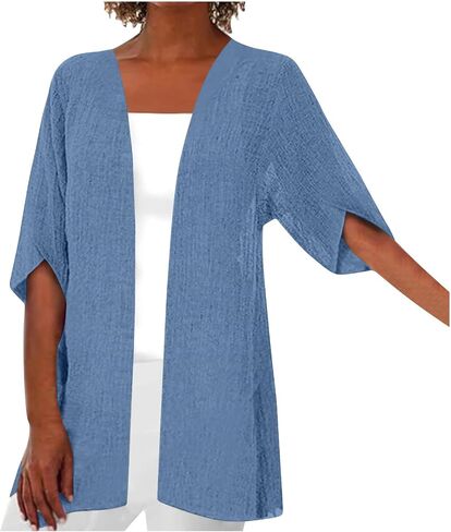 Summer Cardigans for Women Plus Size Casual Short Sleeve Open Front Dressy Gauze Cover Up Work Office Wear in Saudi Arabia