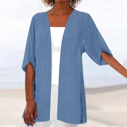 Summer Cardigans for Women Plus Size Casual Short Sleeve Open Front Dressy Gauze Cover Up Work Office Wear in Saudi Arabia
