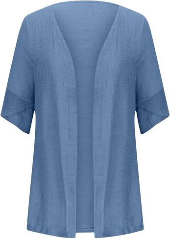 Summer Cardigans for Women Plus Size Casual Short Sleeve Open Front Dressy Gauze Cover Up Work Office Wear in Saudi Arabia
