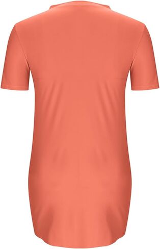 Womens Swimsuit Coverup Short Sleeve Swimwear Beach Cover Ups Sheer Twisted Hem Basic Summer V Neck Shirt Sun Dresses in Kuwait