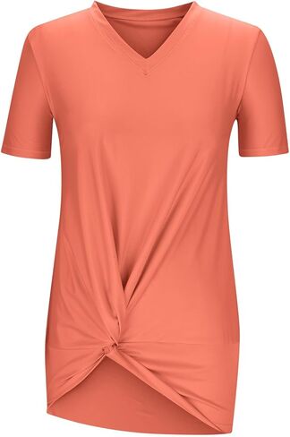 Womens Swimsuit Coverup Short Sleeve Swimwear Beach Cover Ups Sheer Twisted Hem Basic Summer V Neck Shirt Sun Dresses in Kuwait